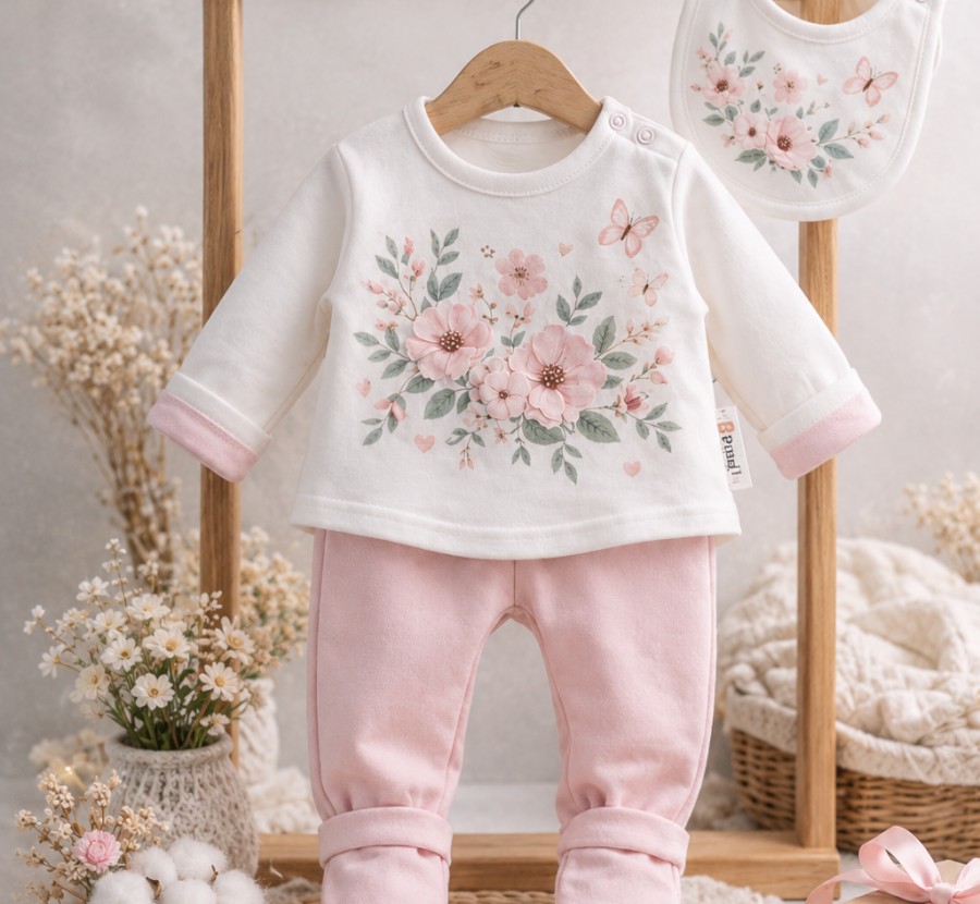 🌸 Çiçek Desenli 5’li Bebek Takımı
